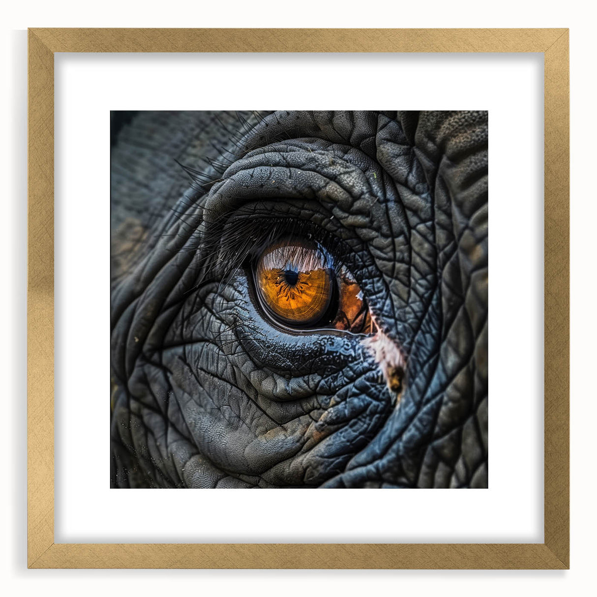 Extra large abstract art print of a bird, textured design in gold frame, ideal for living room decor.