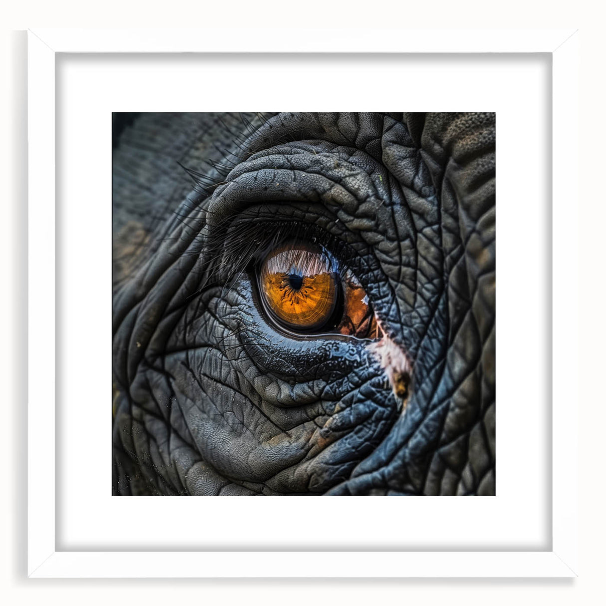 Abstract art print featuring a close-up of a bird in pastel shades on a white framed canvas.