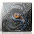 Large abstract wall art featuring a mid-century modernist bird design in muted earth tones, framed in black acrylic.