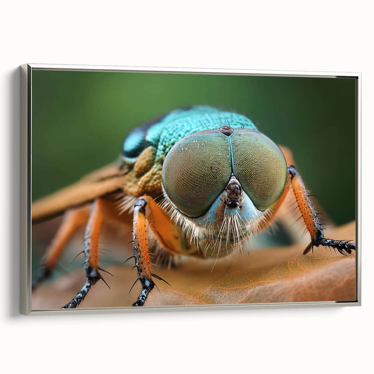 Framed canvas of a colorful landscape painting featuring birds, ideal for living room decor.