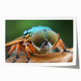 Close-up image of a bird on a branch, in muted earth tones on a rolled canvas, suitable for art wall dining room.