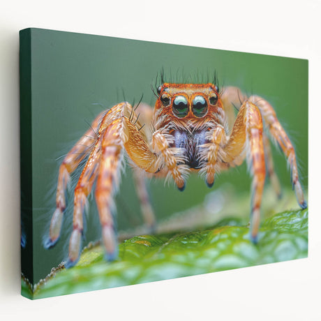 Close-up of a bird in vibrant green and brown tones on a large stretched canvas, ideal for kitchen wall art.
