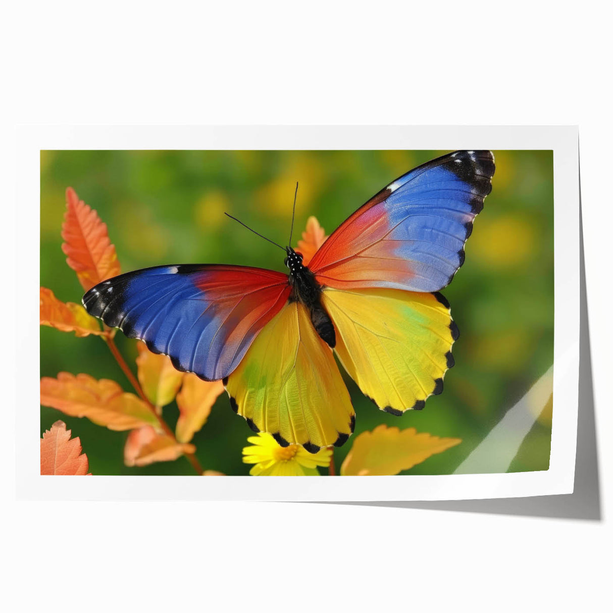 Close-up of a bird in vibrant colors on a rolled print, ideal for art wall dining room or classy bathroom wall art.