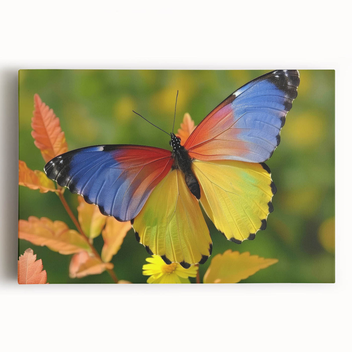 Black and white photo of a bird in flight on large stretched canvas, suitable for kitchen wall art.