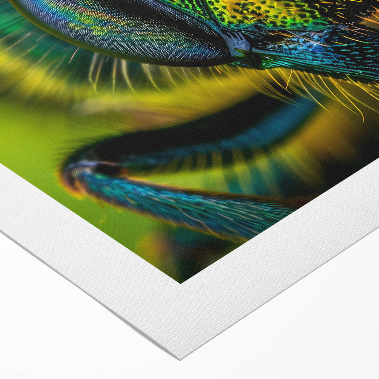 Art deco poster of a vibrant, stylized bird in bold colors on rolled canvas, suitable for dining room or bathroom wall art.