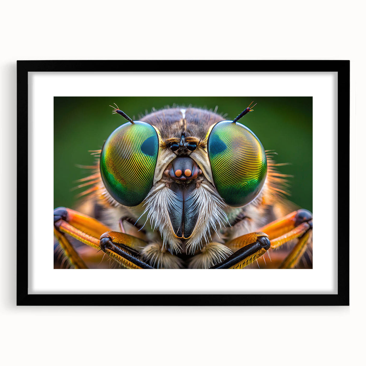 Extra large abstract art print of colorful, textured birds, on black framed canvas, ideal for living room decor.