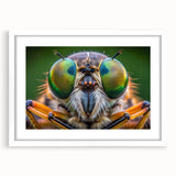 Abstract art print of birds in flight, using soft gray and blue tones on a white framed canvas.
