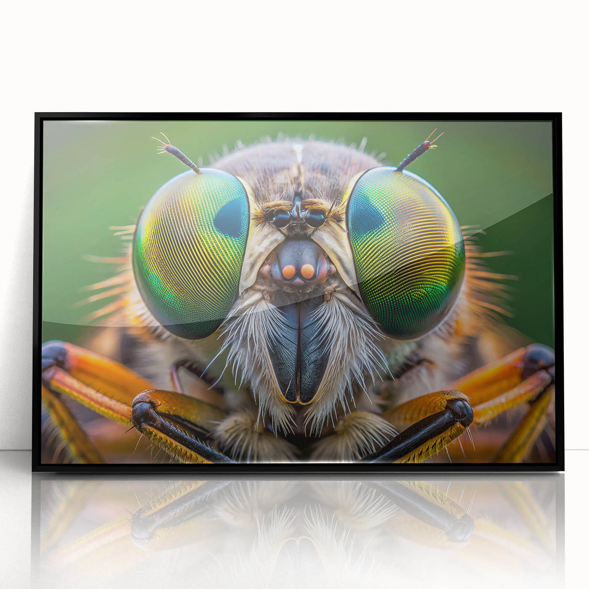 Large abstract wall art depicting birds in flight, rendered in vibrant colors on a black acrylic frame.