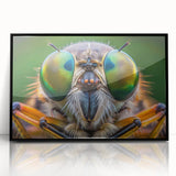 Large abstract wall art depicting birds in flight, rendered in vibrant colors on a black acrylic frame.