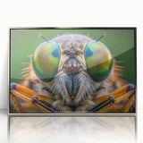 Mid-century modernist art of a bird in flight, silver framed acrylic, ideal for nursery wall decor.