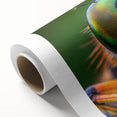 Art deco poster of stylized birds in pastel shades on rolled canvas, ideal for nursery wall art.