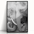 Large abstract wall art featuring a mid-century modernist bird design in black and white tones on a framed acrylic.