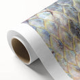 Art deco poster of birds in pastel shades on rolled canvas, ideal for nursery wall art.