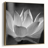 Framed canvas depicting a vintage-style floral landscape in silver and gold tones, suitable for bedroom wall art.