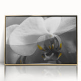 Large art print of a mid-century modernist floral design in muted gold tones on acrylic, ideal for nursery wall decor.