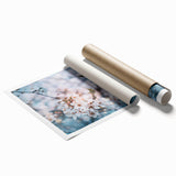 Close-up floral art in soft pastel shades on a large rolled canvas, ideal for classy bathroom wall art.