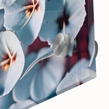 Large abstract floral print on acrylic glass in muted earth tones.