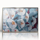 Mid-century modernist art depicting vibrant floral close-ups in a silver framed acrylic, ideal for nursery wall decor.
