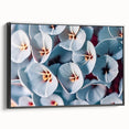 Black and white framed canvas featuring a close-up floral design, ideal for bedroom wall decor.