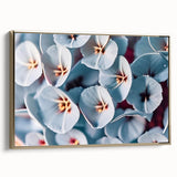 Framed canvas featuring a close-up floral design in muted gold tones, ideal for bedroom wall art.