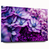 Large abstract wall art featuring close-ups of florals in vibrant colors on acrylic glass.