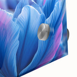 Large abstract floral design in vibrant colors on acrylic glass, ideal for dining room art.
