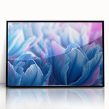 Large abstract wall art featuring floral designs in vibrant colors on a black acrylic framed print.