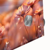 Large abstract floral art in vibrant pink and green tones on acrylic glass.