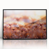 Large abstract wall art featuring a floral design in vibrant colors on a black acrylic frame.