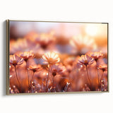 Framed canvas featuring a close-up floral design in muted gold tones, ideal for bedroom wall art.