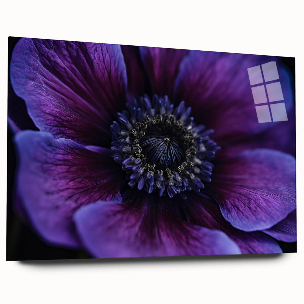 Large abstract floral design in vibrant pink and green tones on acrylic glass, ideal for bedroom or dining room art.
