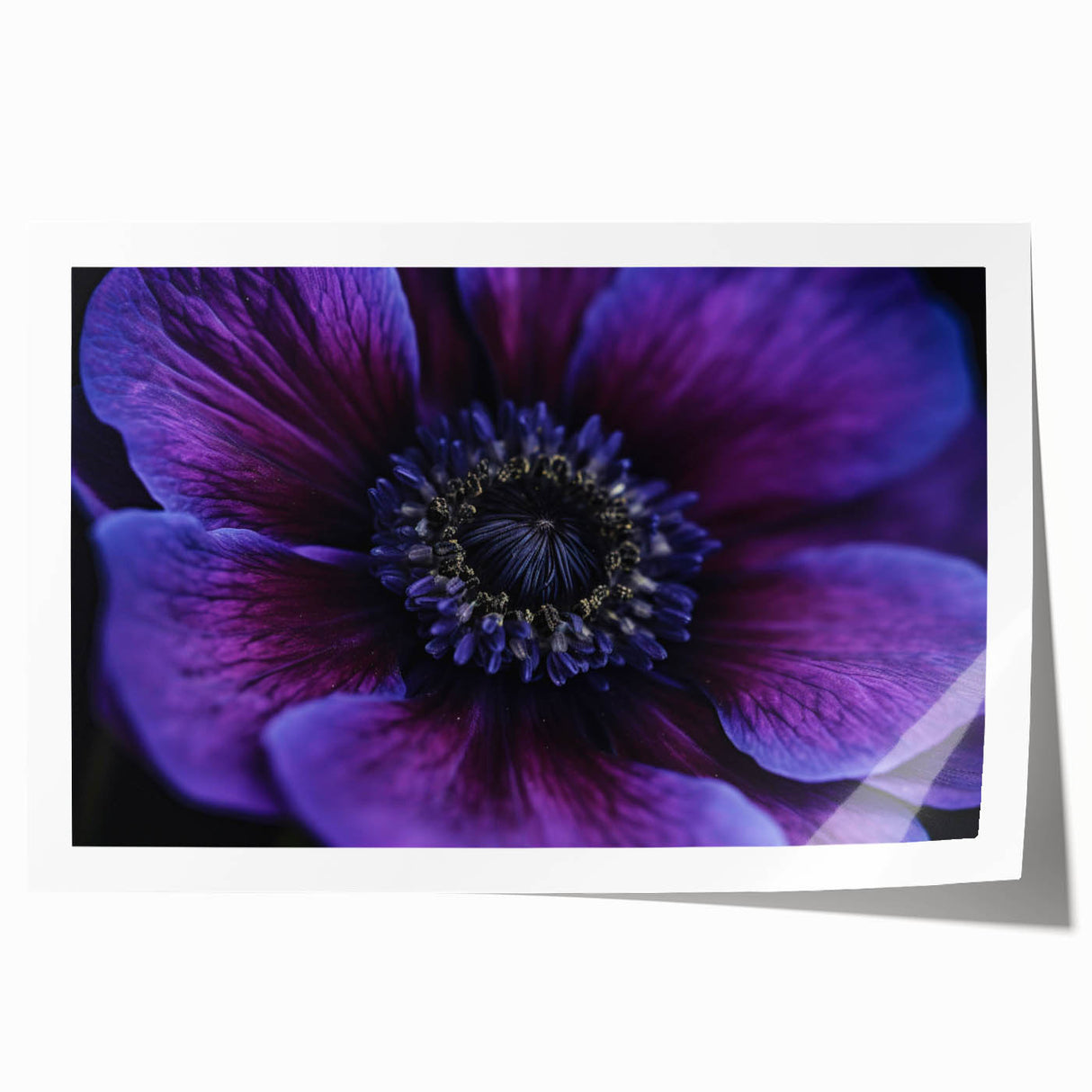 Close-up floral art on rolled print featuring a variety of vibrant, multicolored flowers, ideal for art wall dining room.