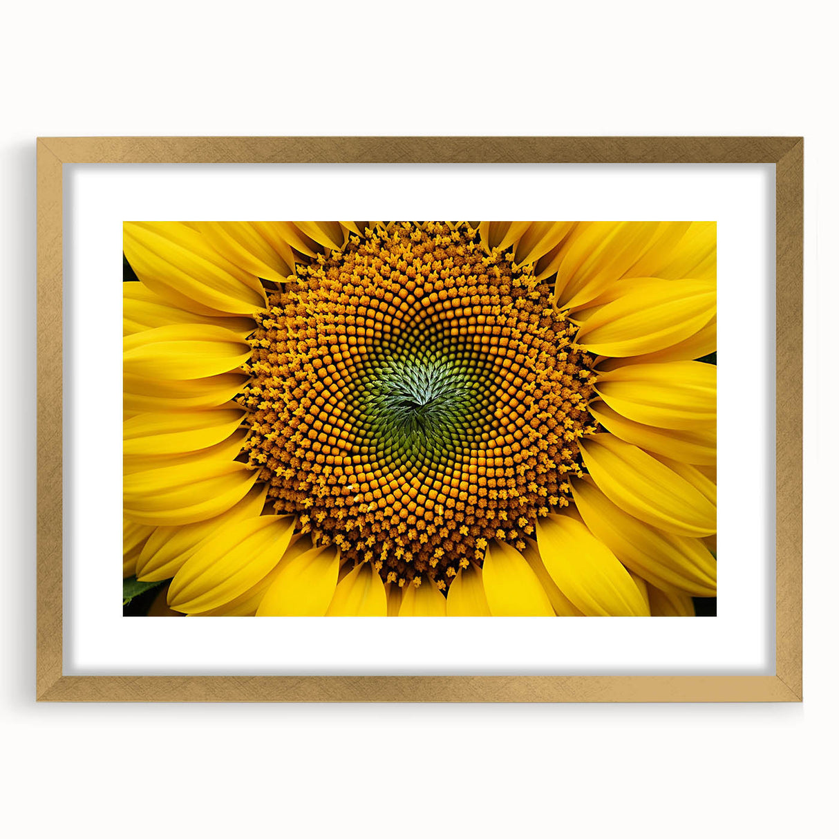 Extra large abstract art print featuring textured floral designs in vibrant hues, framed in gold.