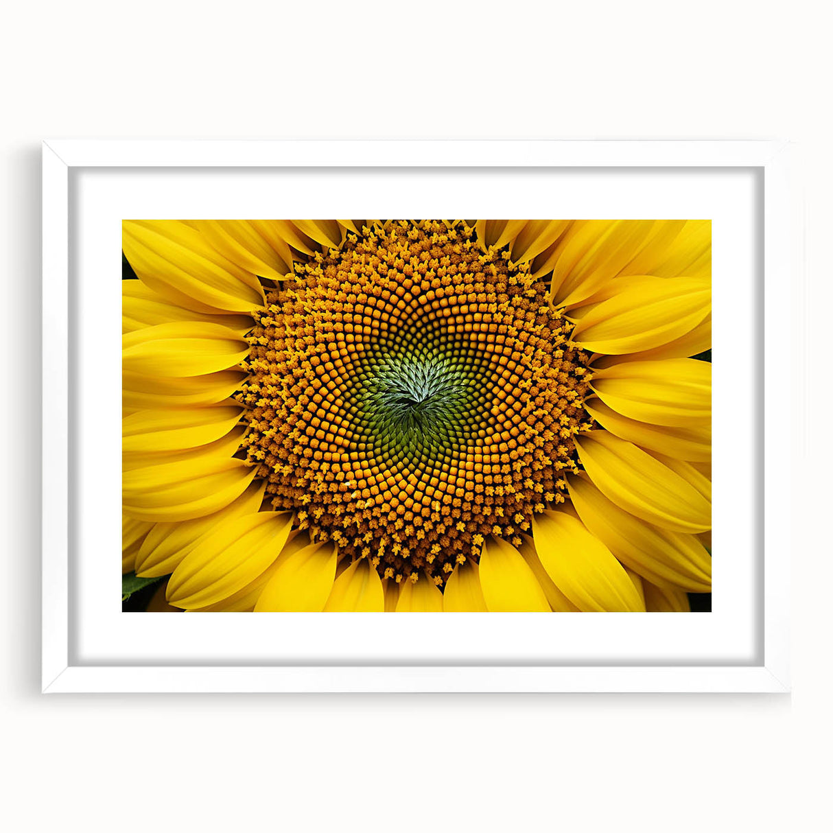 Abstract art print of multicolored florals on a white framed canvas, suitable for dining room or bedroom decor.