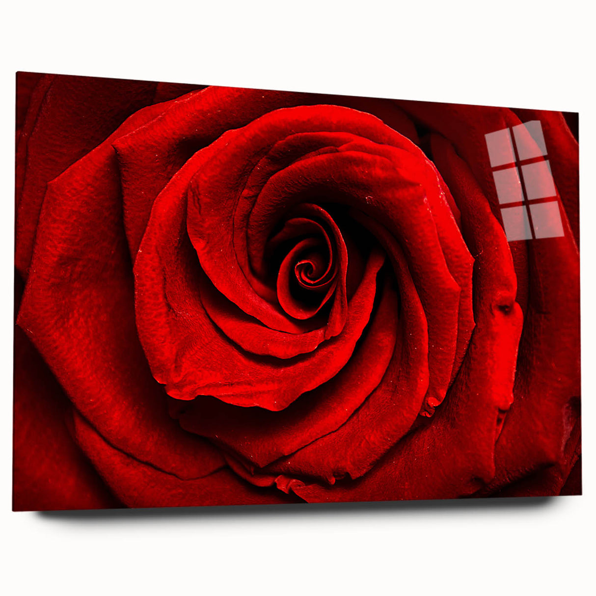 Large abstract floral design in vibrant colors on acrylic glass, ideal for bedroom or dining room art.
