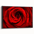 Black and white framed canvas featuring a close-up floral design, ideal for bedroom wall decor.