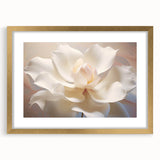 Extra large abstract art print featuring textured floral designs in gold tones, framed with a mat.