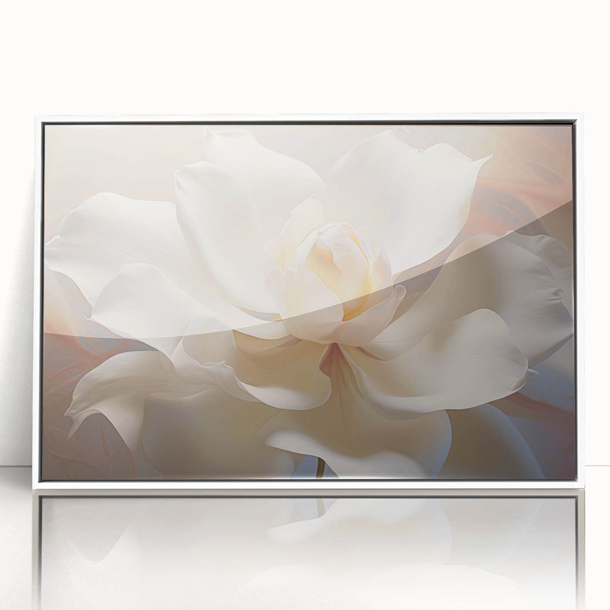 Art deco poster of vibrant floral design on white acrylic, ideal for nursery wall art.