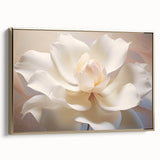 Framed canvas featuring a close-up floral design in muted gold and black tones, ideal for bedroom wall art.