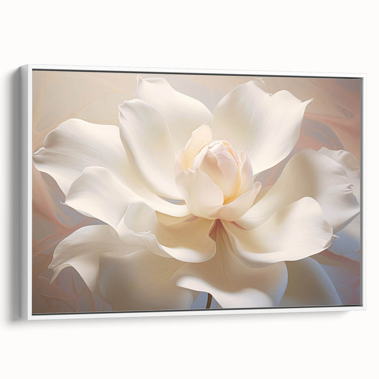 Vintage poster art of vibrant florals on a large framed canvas, ideal for living room decor.