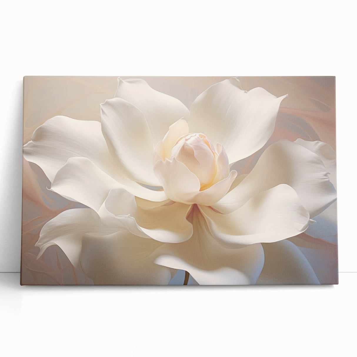 Black and white floral close-up on stretched canvas, ideal for kitchen wall art or bedroom ambiance.
