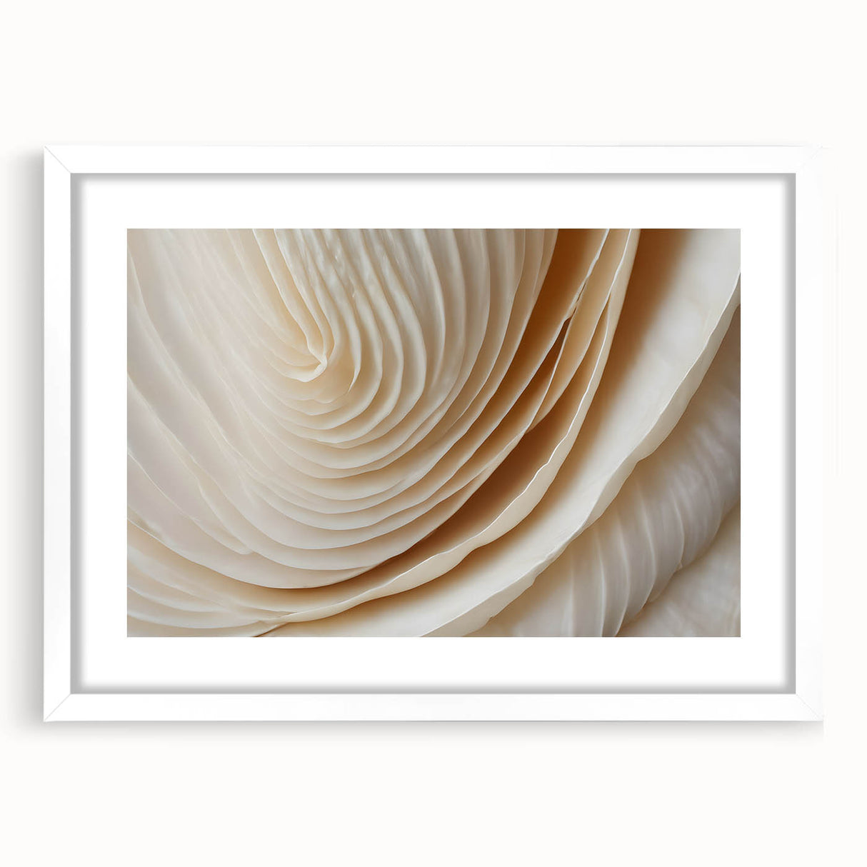 Abstract art print featuring soft pastel floral designs on a white framed canvas, suitable for dining room or bedroom decor.