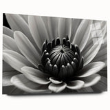 Large abstract floral design in vibrant orange and yellow tones on acrylic glass, ideal for bedroom or dining room art.