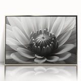 Mid-century modernist floral design in muted pastels on a silver-framed acrylic, ideal for nursery wall art.
