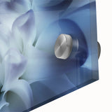 Close-up acrylic glass print of abstract florals in pastel shades.