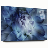 Large abstract floral design in vibrant hues on acrylic glass, suitable for bedroom or dining room decor.