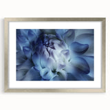 Textured art print of abstract florals in muted earth tones on a framed silver canvas, suitable for bedroom decor.
