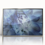 Mid-century modernist art of vibrant floral close-ups in a silver framed acrylic, suitable for nursery wall decor.