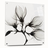 Close-up floral design in vibrant colors on acrylic glass, suitable for bedroom or dining room decor.