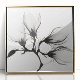 Large art print of a mid-century modernist floral design in vibrant colors on framed acrylic, ideal for nursery wall decor.
